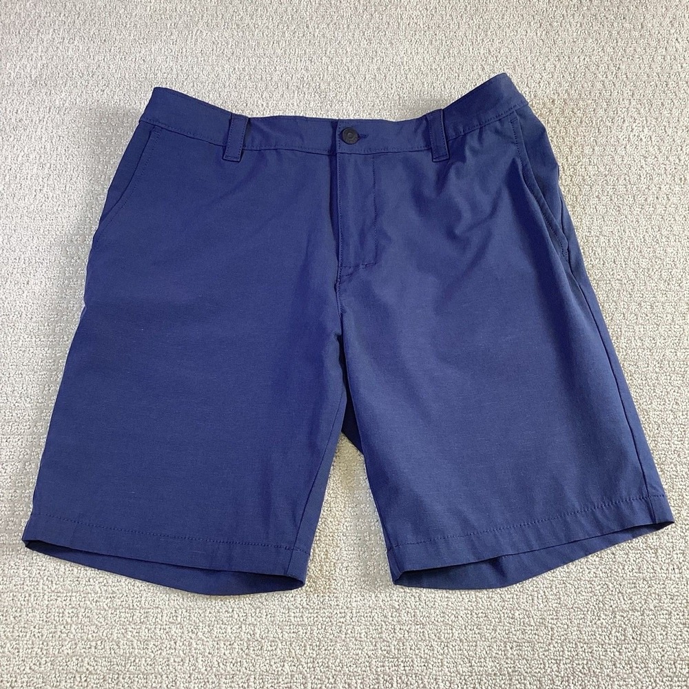Banana‎ Republic Mens 34 Navy Blue Performance Stretch Chino Shorts Elastic Back